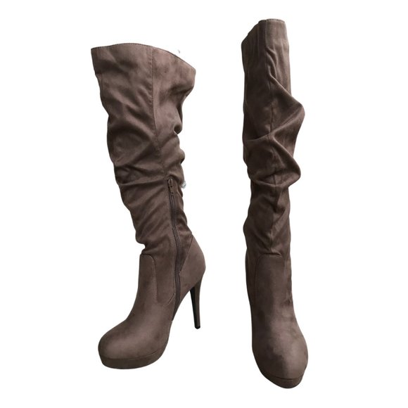 Brown Suede Heel Boots - Picture 3 of 3